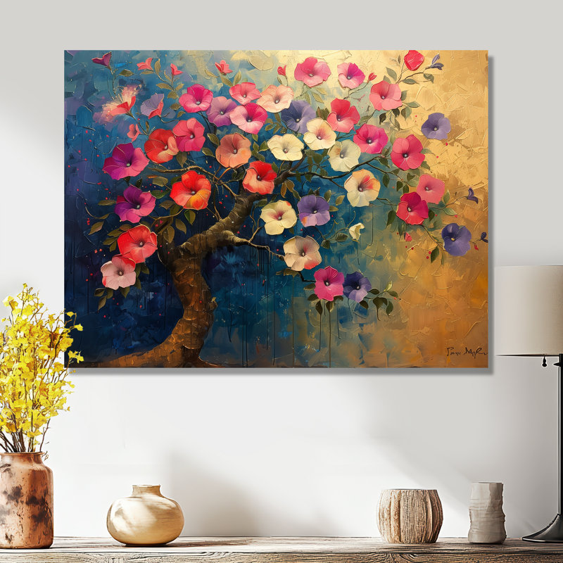 «Rose Glory Morning Vibrant Tree I», art mural, H 30 po x l 40 po, Sans cadre, métal