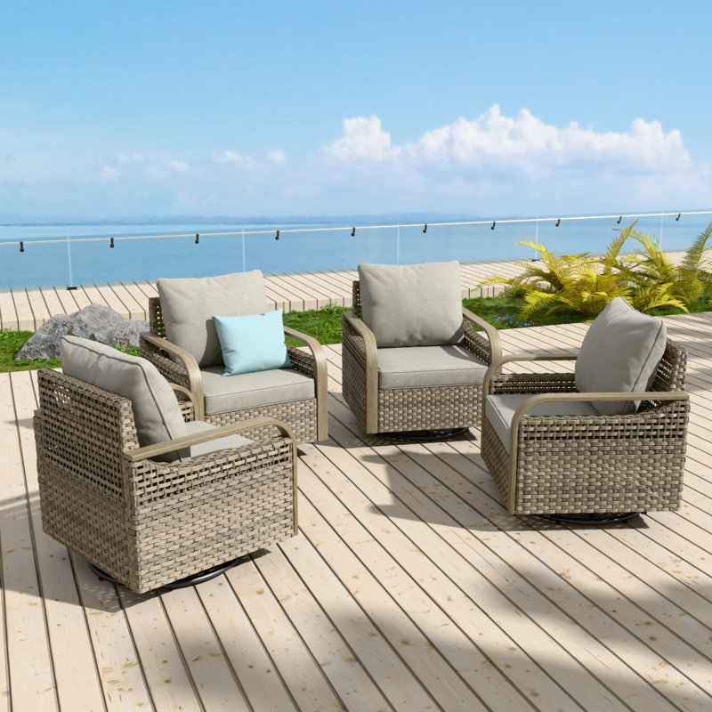 Ensemble de 4 chaises de patio Timicka, Gris