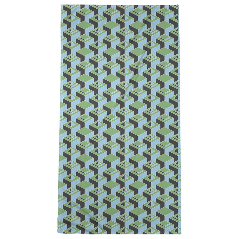 Serviette de bain à motif de gratte-ciels classiques, Vert/bleu sarcelle