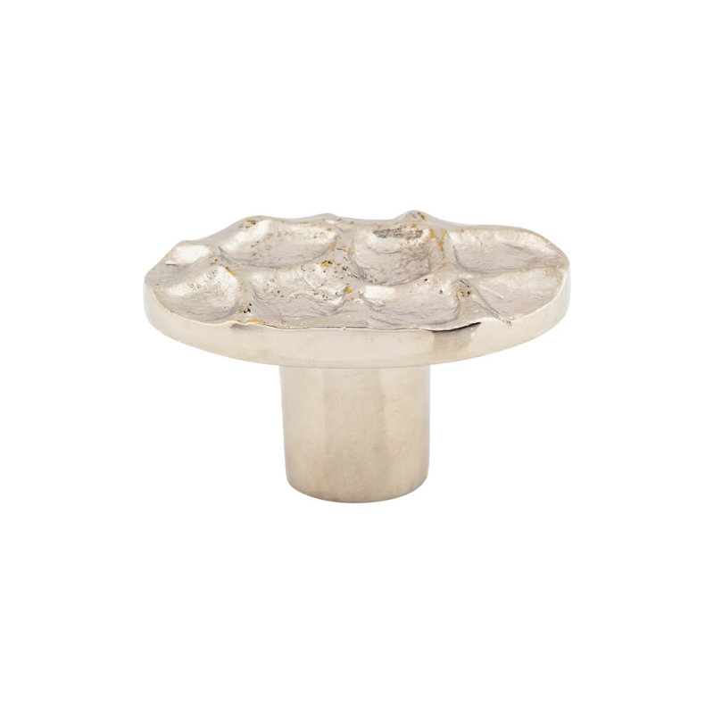 Cobblestone 2" Length Oval Knob, Polished Nickel, 2" Length