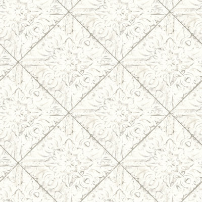 Papier peint en carreaux de étain blanc brandi