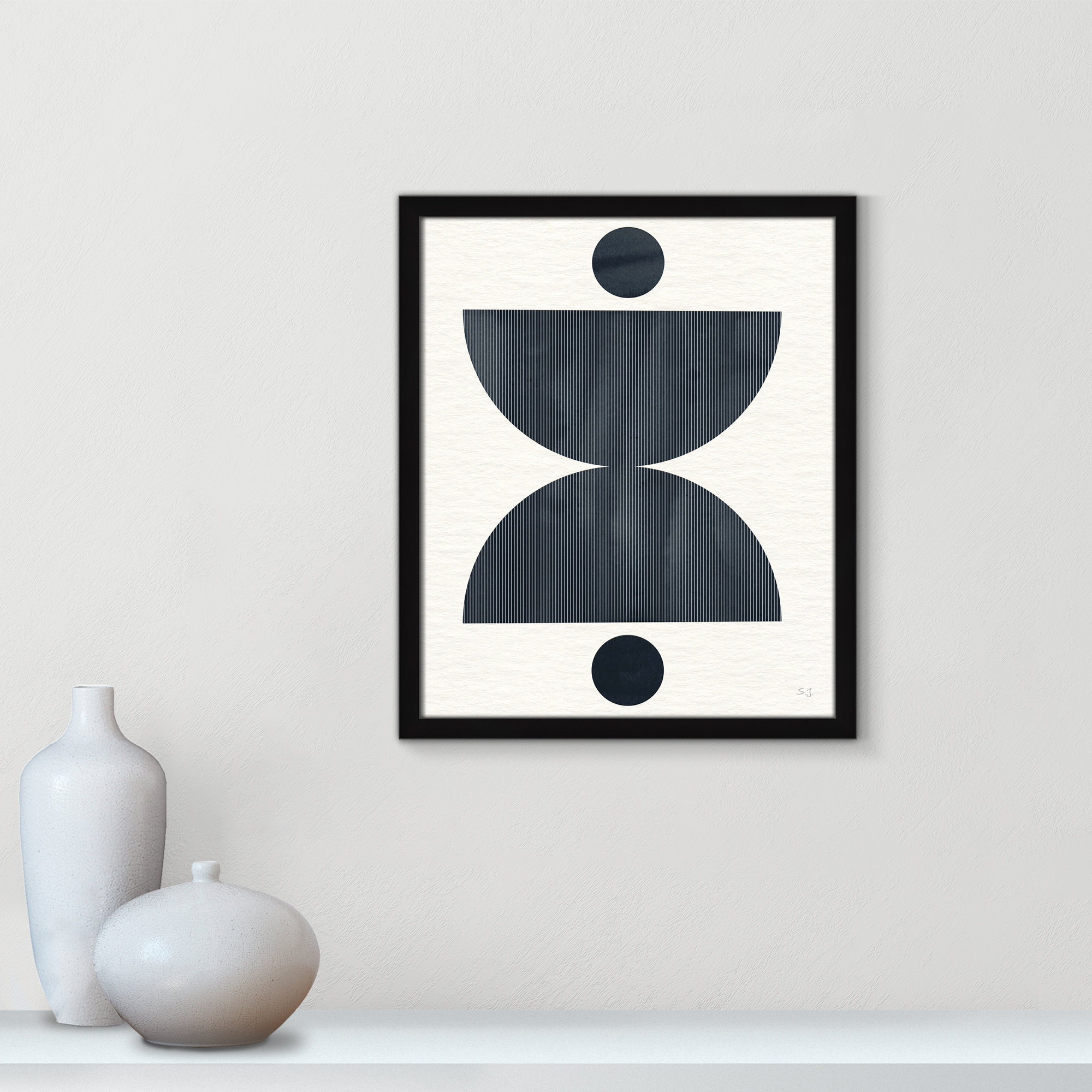 Eclipse II by Susan Jill, 19" H x 16" W x 0.75" D, Satin Black Framed