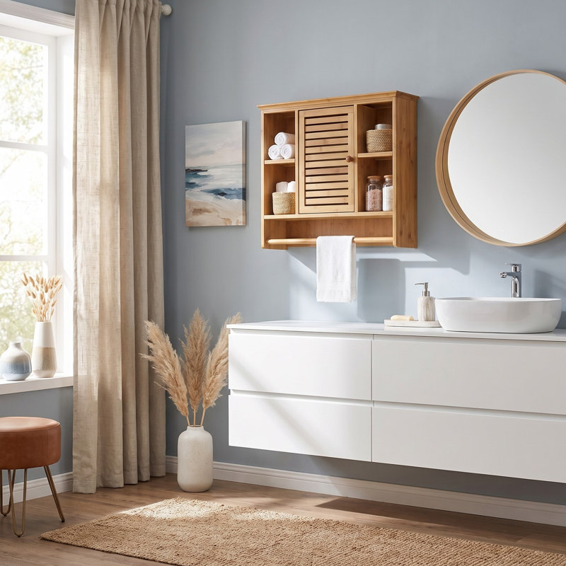 Wentworth Solid Wood Wall Bathroom Cabinet, Natural