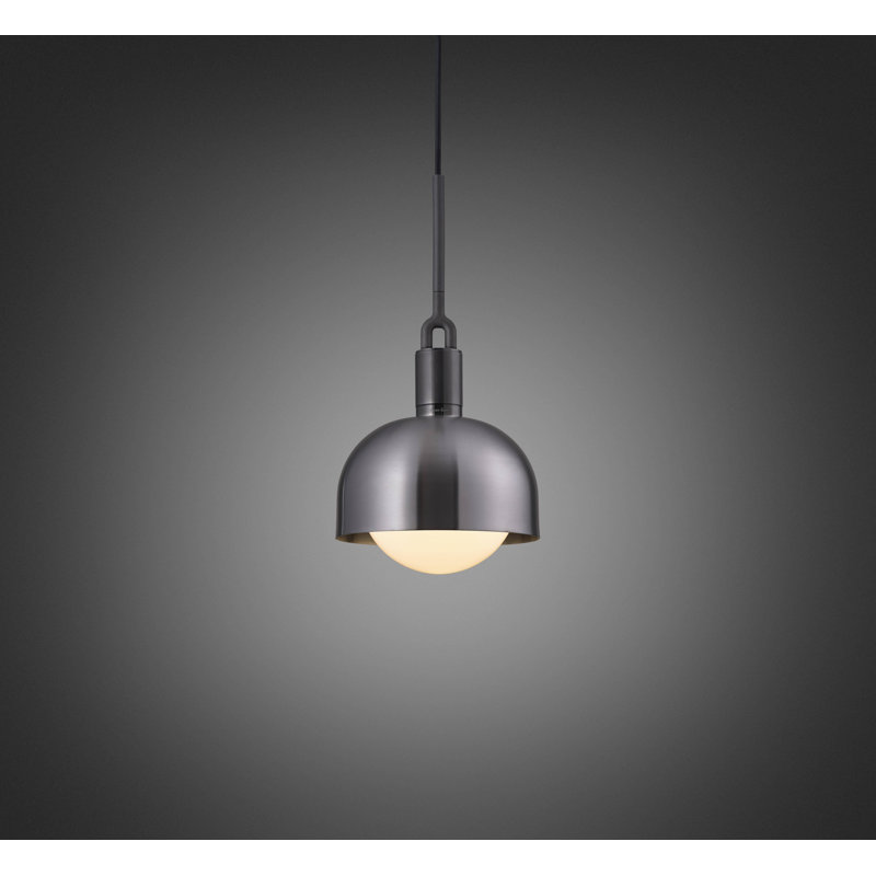 Luminaire suspendu fourche / abat-jour / globe, Opale / bronze industriel