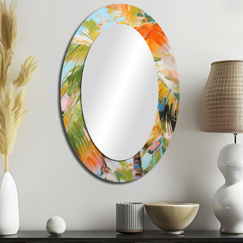 Palm Trees Palm VII - Multi-Color Oval Wall Mirror Decor, 36" x 24"