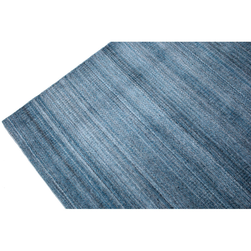 Tapis tissé à la main | Tapis en laine et bambou en soie moderne | Tapis bleu sarcelle 4 mm, Rectangle de 5 pi x 8 pi