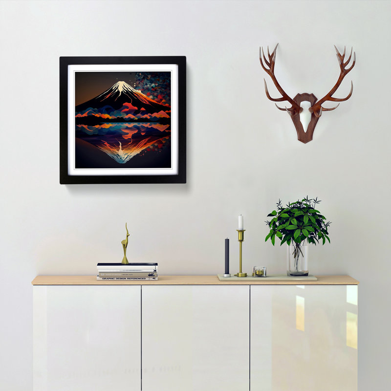 Mount Fuji Abstract Art - Framed Print, Black