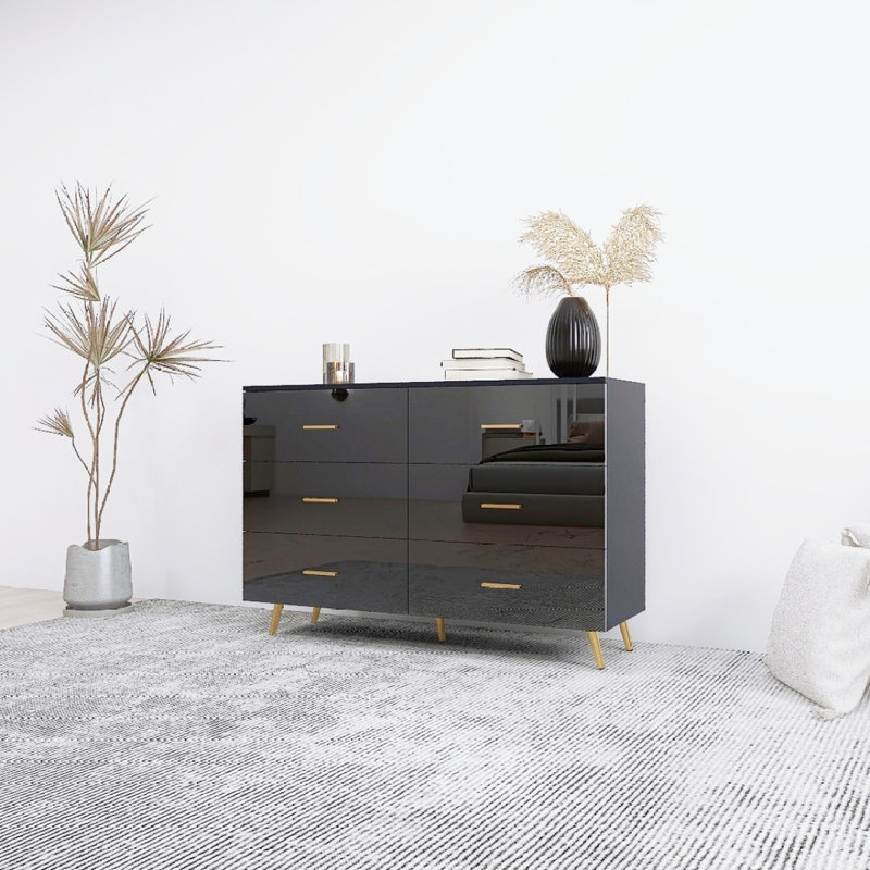 Commode, commode à haute brillance, Noir