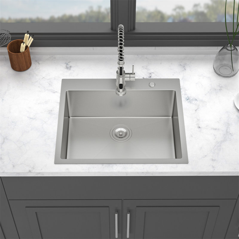 25 X 22 X 9 Kitchen Sink Drop In With Drain Assembly