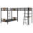 L-Shaped Twin over Twin Bunk Bed with Loft, Desk & Shelves, Metal & MDF, Brown