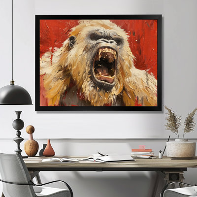 Beige Red Frenzy Bigfoot - Bigfoot Wall Art Print