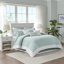 Édredon en coton pleine grandeur - broderie corail rembourrée, accents ornés, jupe de lit et taies décoratives à bordure 100% et 2 inclus-122456218