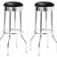 Ensemble de 2 tabourets de bar noirs - Pieds, siège rembourré, style rétro, hauteur réglable, structure, confortables