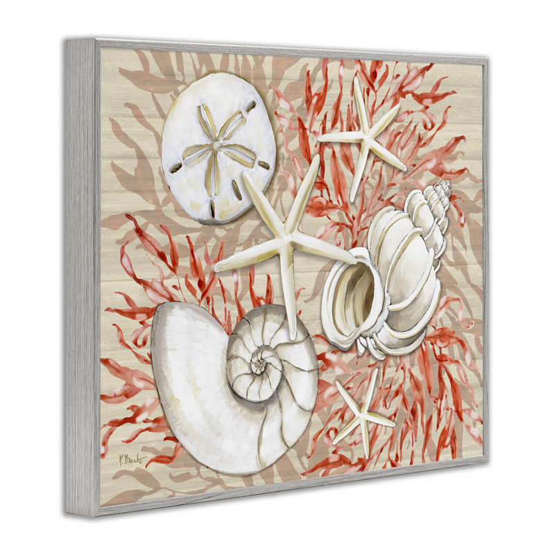 Giclée encadrée de coquillages blancs corail, design par Paul Brent, Estampe numérique Farmhouse, H 24 po x l 30 po