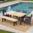 Polett 6 - Person Acacia Wicker Patio Dining Set with Rectangular Table