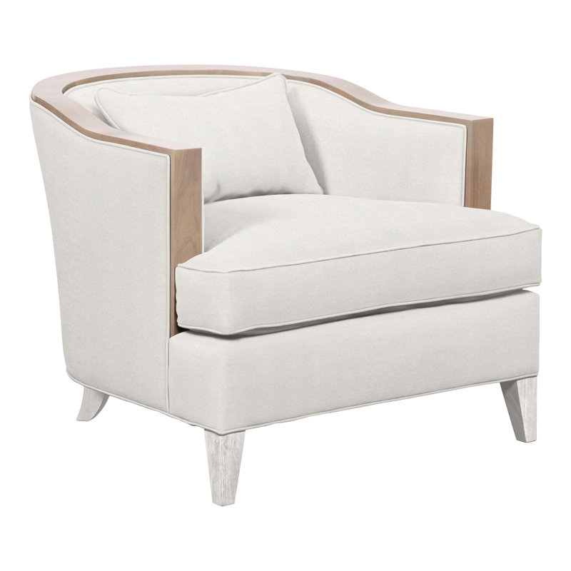 Thom Filicia Home Upholstered Barrel Chair, Casa Blanca, Nadia Parchment Polyester