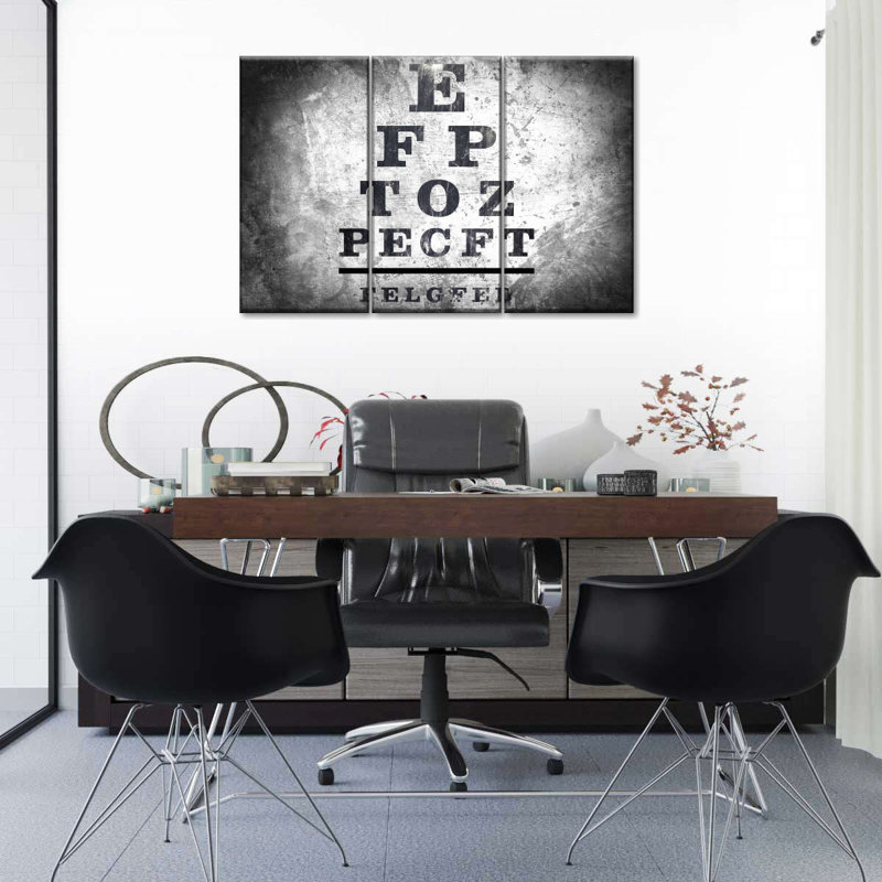 Optometry " Optometry Test " by NoirFontistry 3 - Pieces, 38" H x 24" W x 1.25" D