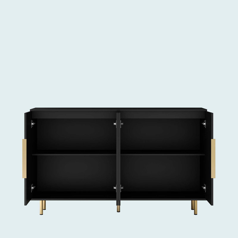 Grand buffet cannelé avec tablettes réglables, Noir