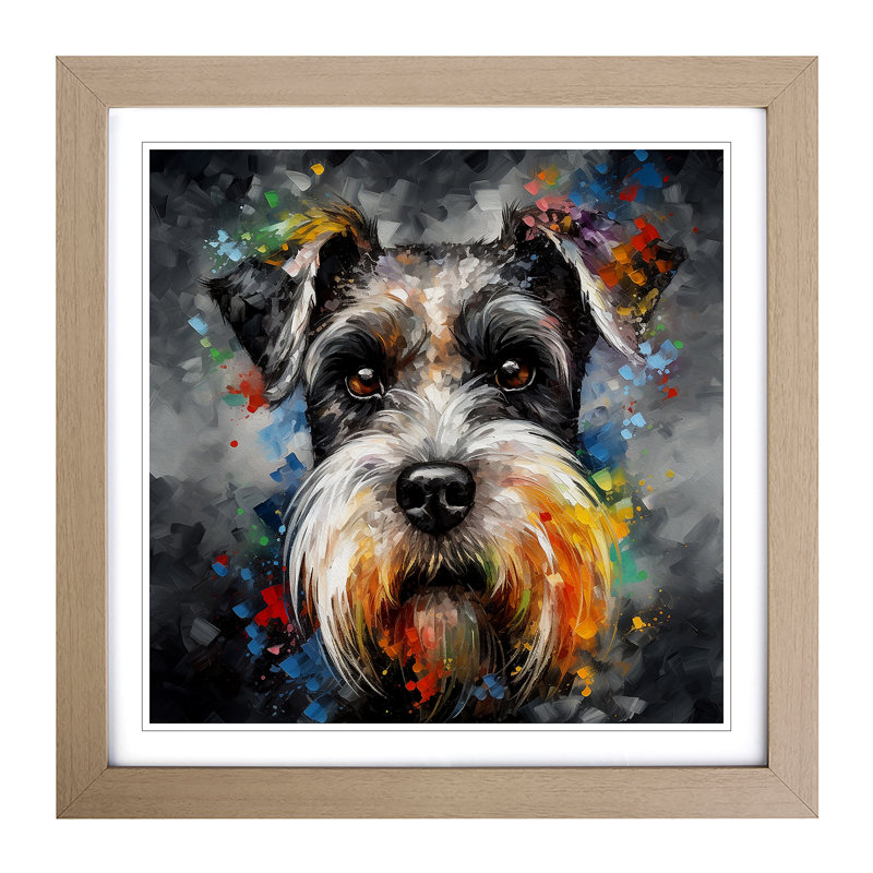 Schnauzer Expressionism - Framed Print, Oak