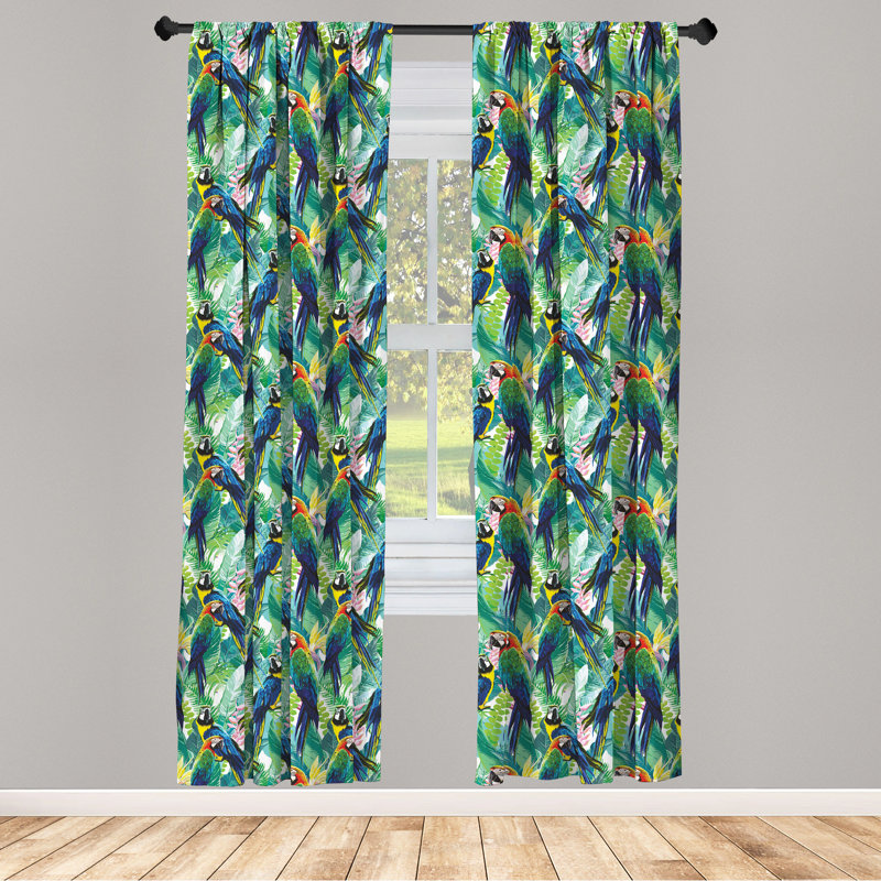 Birds Floral Semi-Sheer Rod Pocket Sliding Panel, 28" x 84"