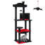 Arbre à chat avec très grand hamac, tour à chat noire 56,3 po avec lit en cercueil, maisonnette pour chat, poteaux à griffer en sisal et perchoir supérieur, arbre à chat multi-niveaux-131245981