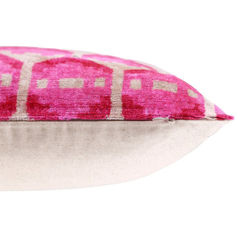 Coussin décoratif en velours de soie rose Luxury