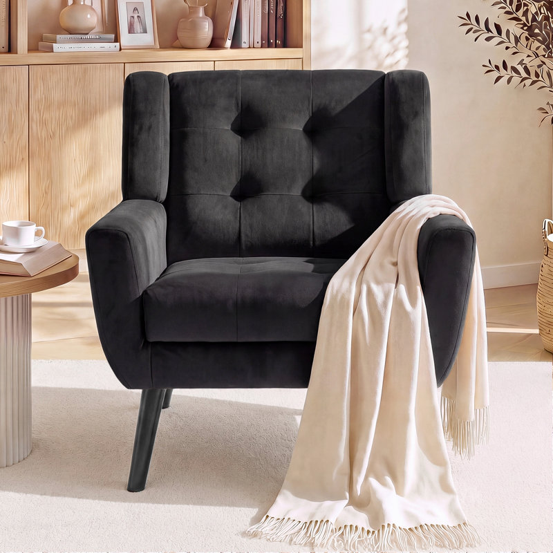 Fauteuil d'appoint Bolanle, Velours noir