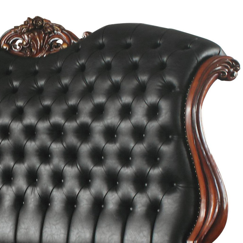 Lit-bateau tapissier Sophie, Très grand, Noir / chêne cerise