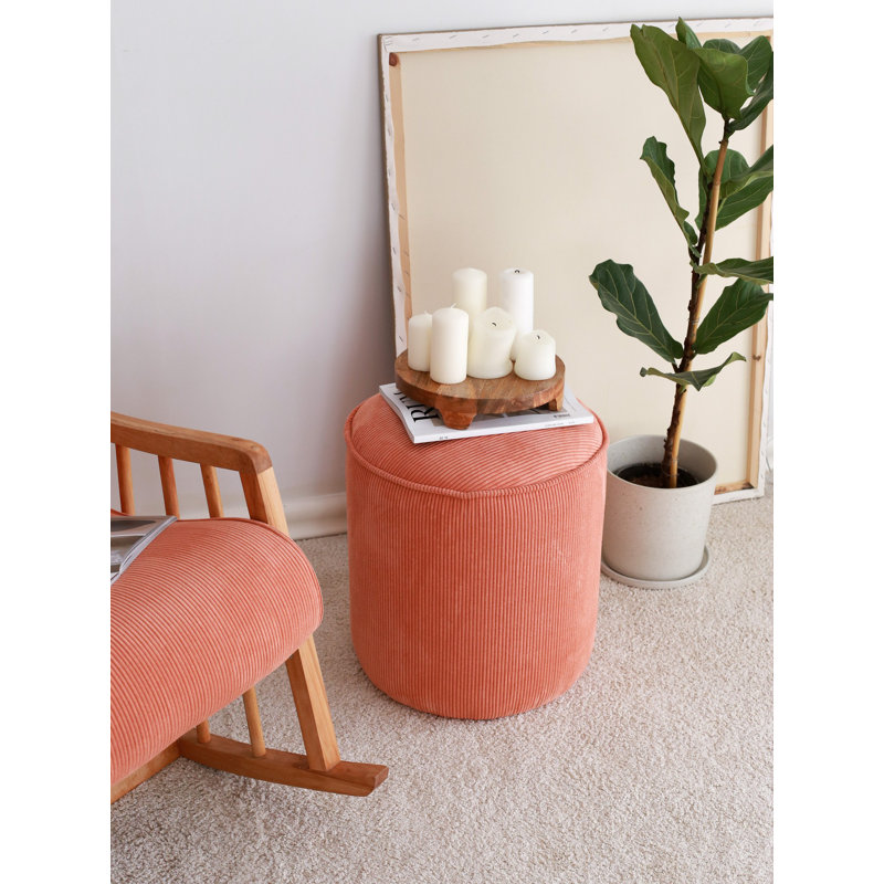 Stylish Coral Pouffe, 17.0 x 17.0 x 17.7 Inches | 100% Wooden Frame & Soft Teddy Fabric | Perfect for Living Room, Bedroom, or Nursery | Comfortable and Versatile Seating Solution
