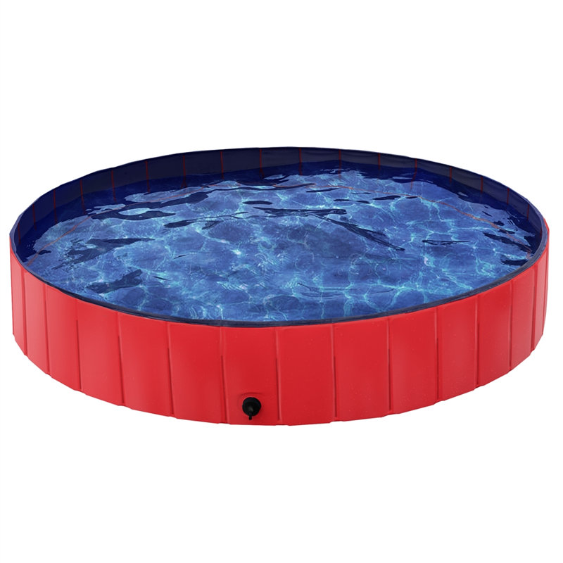  Grande baignoire pliable en PVC pour chiens / chats, H 12 po x l 71 po x P 71 po, Bleu