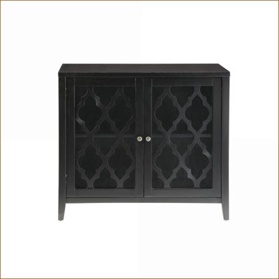 Console avec portes en verre, finition noire Ceara | Contemporain | Hall d'entrée