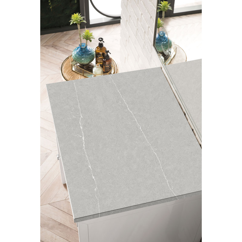 Athens 30" Single Bathroom Vanity, Glossy White/Eternal Serena/
