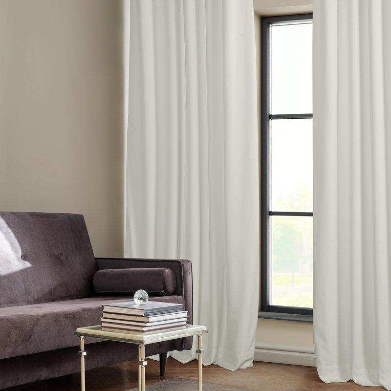 Matra Room Darkening Rod Pocket Single Curtain Panel, Pillow White, 100" W x 84" L