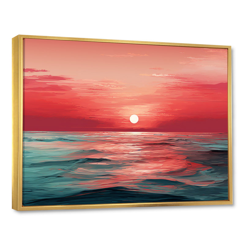 «Red and Blue Crimson Horizon Harmony - Nautical & Beach», reproduction d'art sur toile_105672, H 12 po x l 20 po x P 1 po