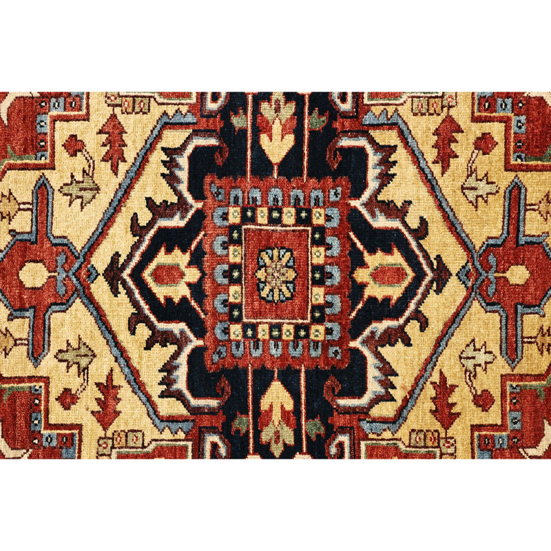 Tapis rouge et bleu noué à la main de haute qualité, Rectangle 12' x 15'