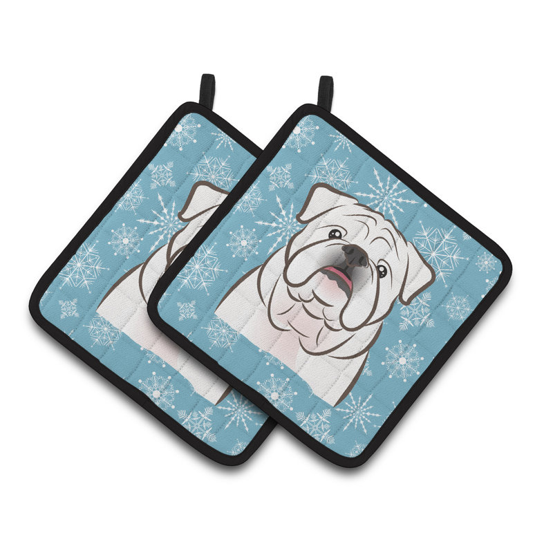 Cuisinier poignée flocon de neige de l’allée de fêtes Ashlynn, Bleu / Blanc