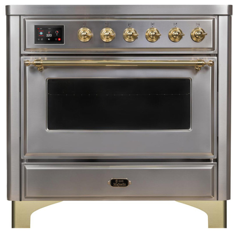 Cuisinière à induction 36 pouces avec 5 éléments à induction ILVE Majestic II Series (porte en verre)