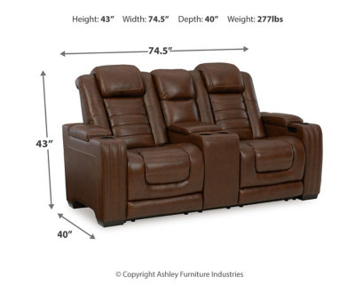 Chocolate Faux Leather Tufted Power Reclining Loveseat with Storage