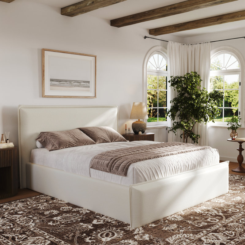 Pelham Boucle Hydraulic Lift Up Storage Upholstered Bed Frame