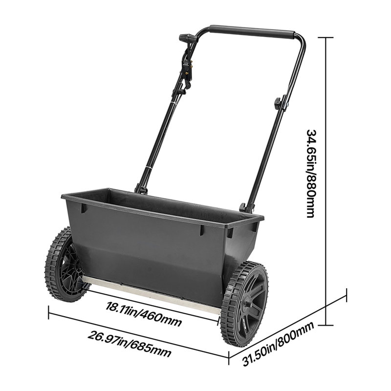 Walk-Behind Push Spreader, 50LBS Capacity, Drop Spreader with Hopper Grate, 18 in Spreading Width & 30 Settings, 10 in All Terrain Tires, Garden & Lawn Spreaders for Seed, Fertilizer, Salt