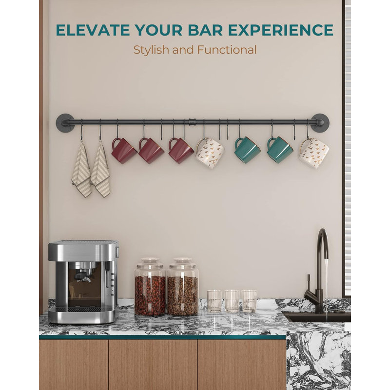 38 Inch Pot Bar Rack Wall Mounted Detachable
