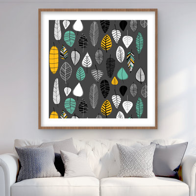 Feuilles Illustration - Reproduction matte encadrée pour le décor de la chambre à coucher