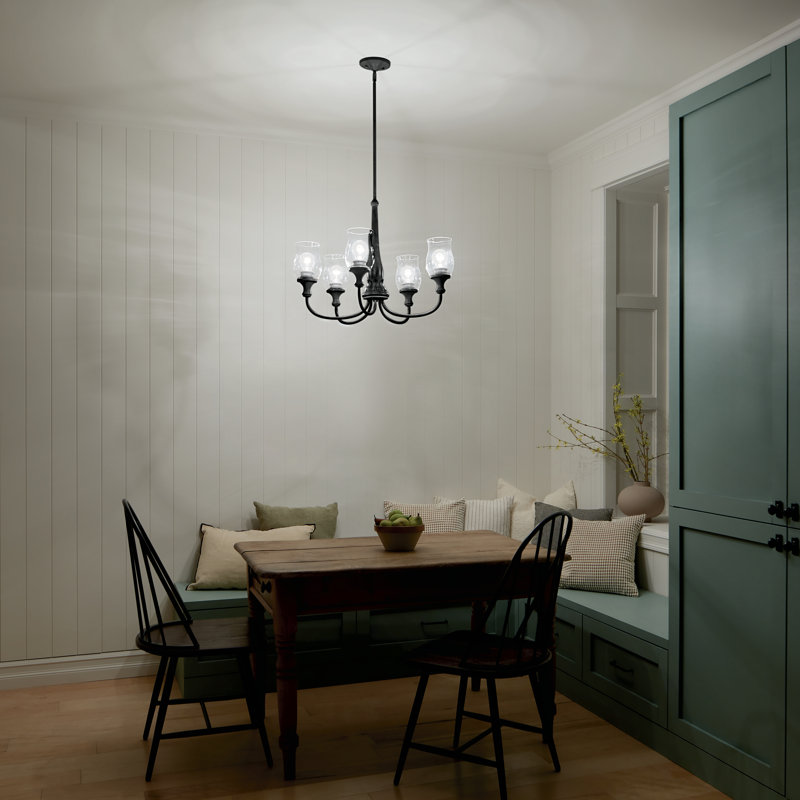 5 - Light Dimmable Classic / Traditional Chandelier, Black