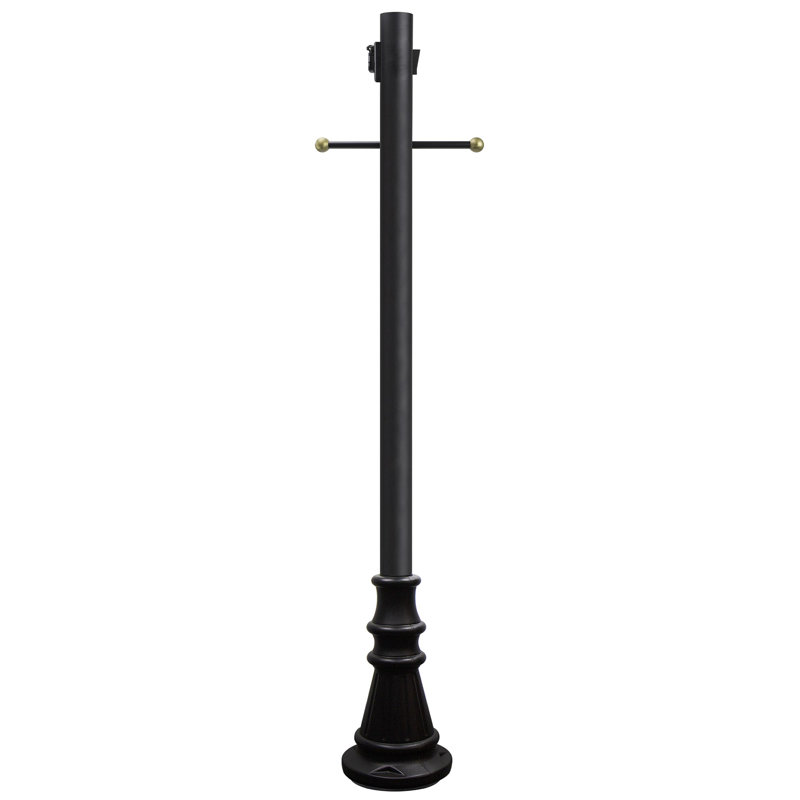 Solus 6ft. Surface Mount Lamp Post with Decorative Cross Arm, Convenience Outlet, Dusk-to-Dawn Photocell Sensor and and Decorative Base Cover