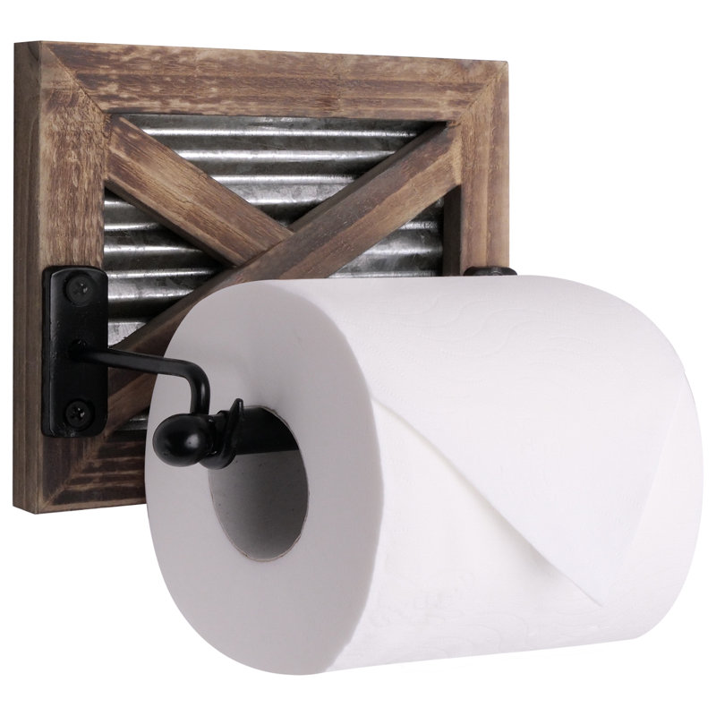 Wall Mount Rustic Farmhouse Toilet Paper Holder, Brown