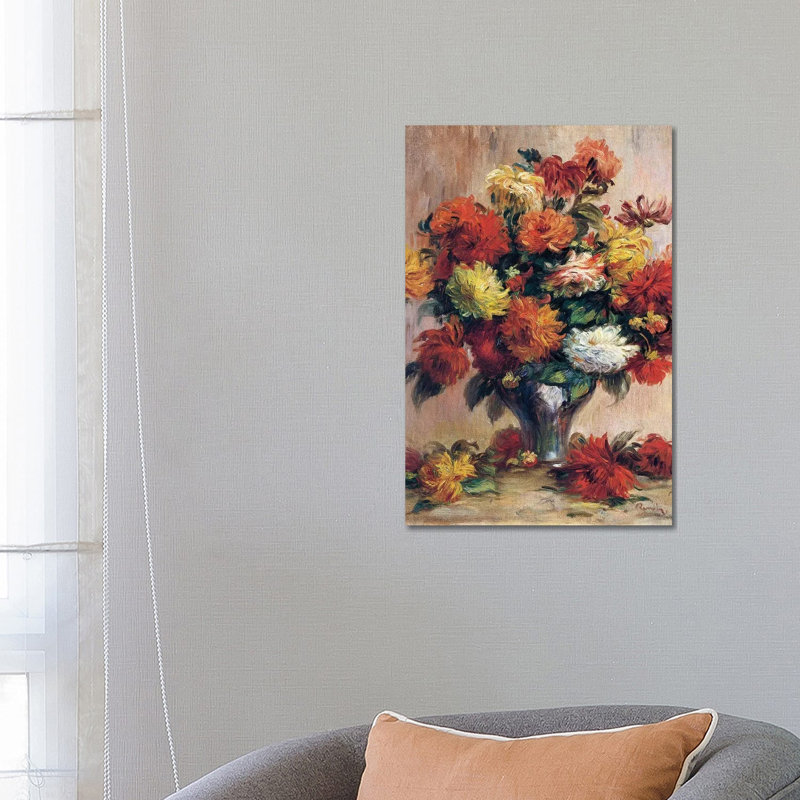 Dahlias by Pierre-Auguste Renoir - Wrapped Canvas Painting, 66.04 cm H x 45.72 cm W x 1.91 cm D