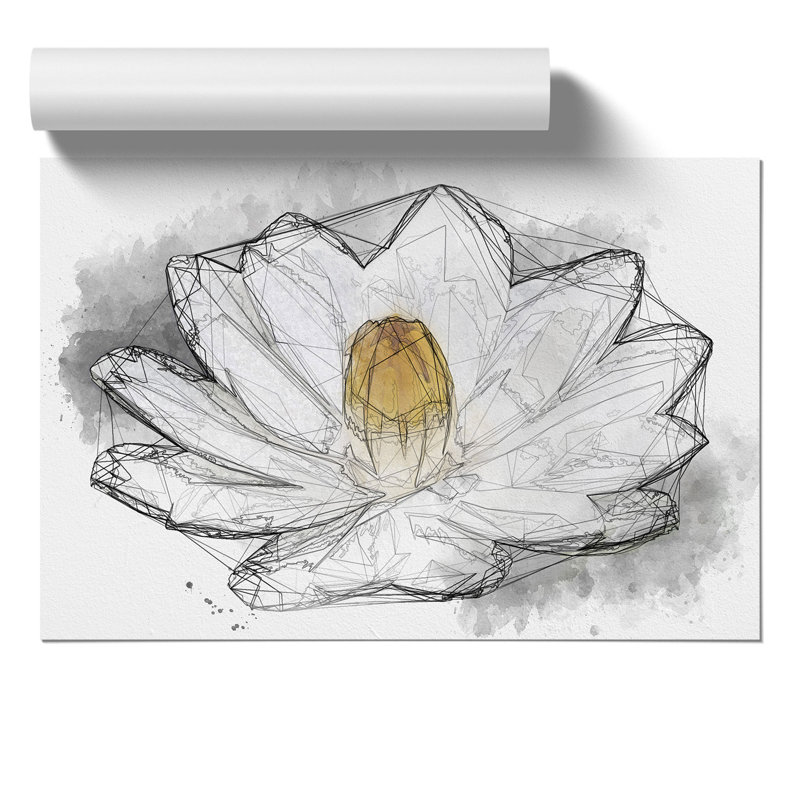Heart of a White Lily Sketch - Frameless Print, 21cm H x 30cm W x 0.1cm D