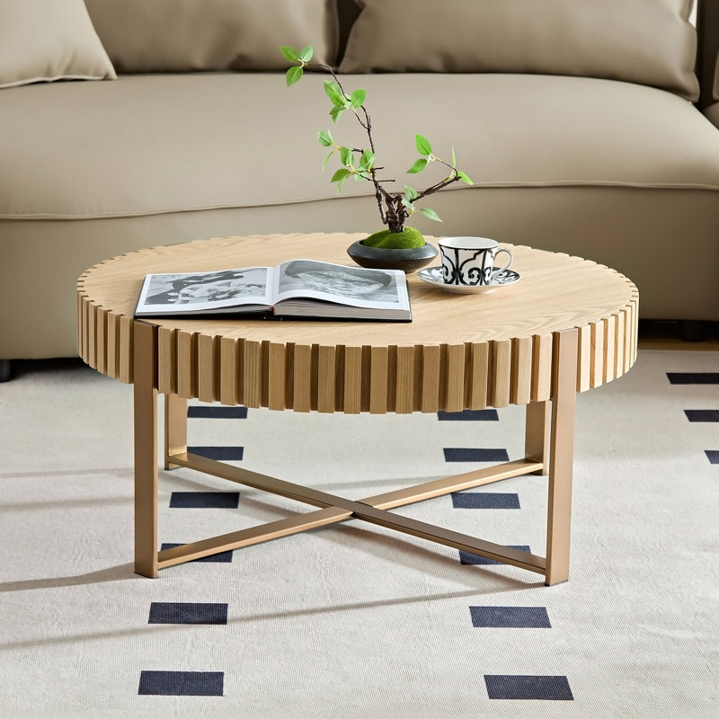 Table basse ronde moderne de 31,5 pouces pour salon, petite table basse Modern Handcraft