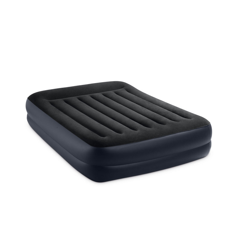 Queen Black Raised Air Mattress with Built-In Pump
