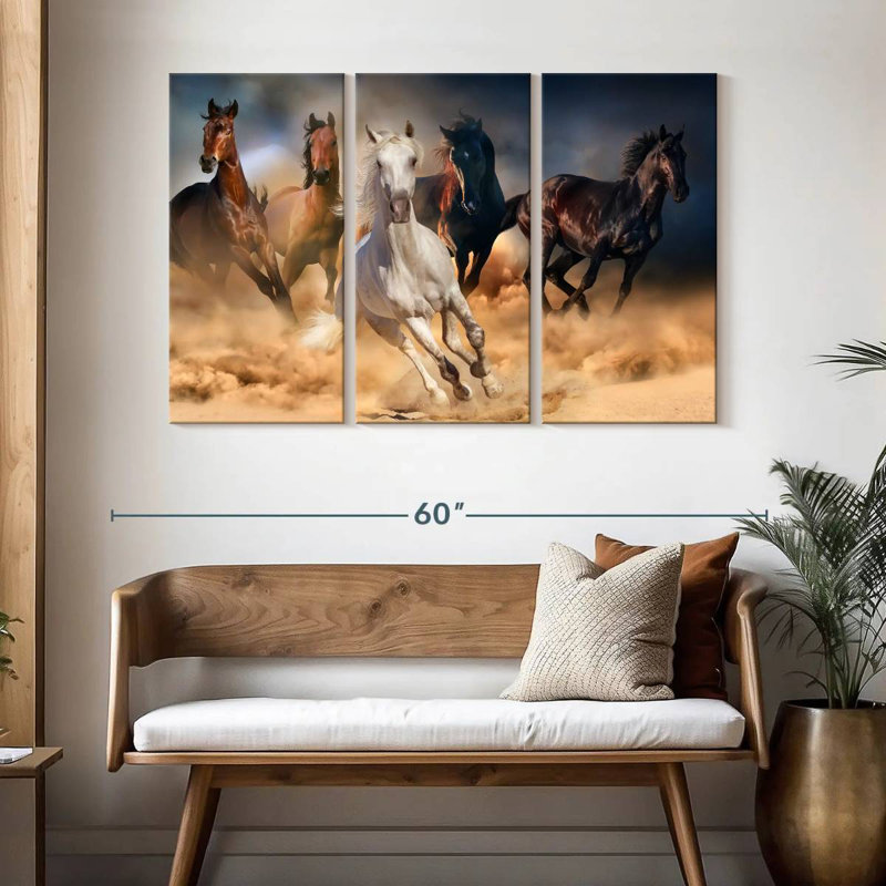 Brampt Sprinting Arab Horses, 32" H x 50" W